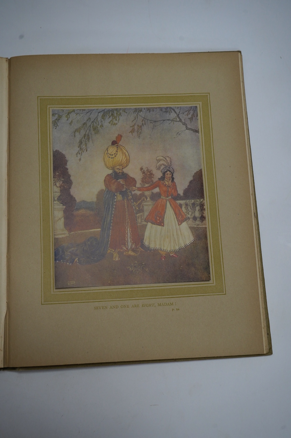Dulac, Edmund, (illustrator) 6 works - Rubaiyat of Omar Khayyam, with 20 tipped-in colour plates, 4to, original cream cloth gilt, London: Hodder and Stoughton, [1909]; Stories From Arabian Nights, retold by Laurence Hous